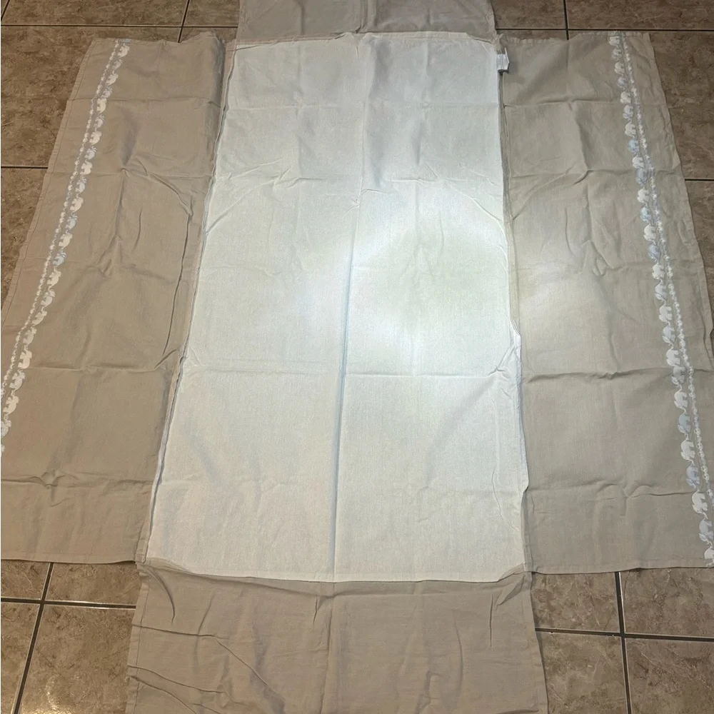Restoration Hardware Beige Crib Skirt with Elephant Details